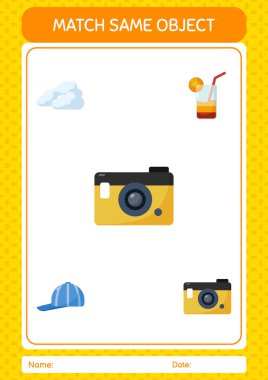 Aynı nesne oyunu yaz ikonu ile eşleştir. Anaokulu öğrencilerinin çalışma listesi, çocukların faaliyet listesi.