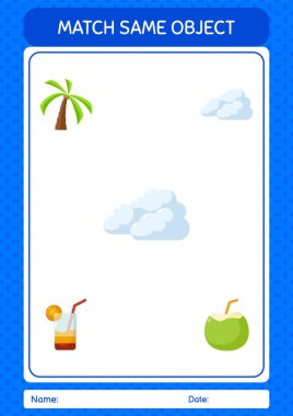 Aynı nesne oyunu yaz ikonu ile eşleştir. Anaokulu öğrencilerinin çalışma listesi, çocukların faaliyet listesi.