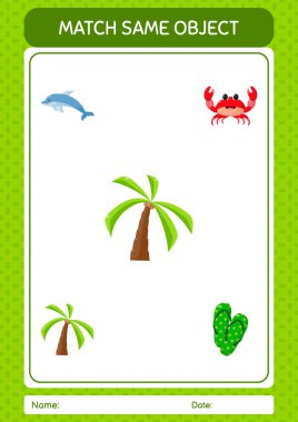 Aynı nesne oyunu yaz ikonu ile eşleştir. Anaokulu öğrencilerinin çalışma listesi, çocukların faaliyet listesi.