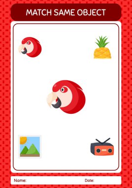 Aynı nesne oyunu yaz ikonu ile eşleştir. Anaokulu öğrencilerinin çalışma listesi, çocukların faaliyet listesi.