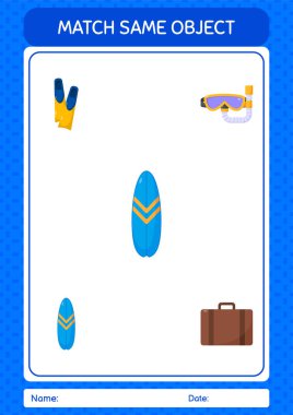 Aynı nesne oyunu yaz ikonu ile eşleştir. Anaokulu öğrencilerinin çalışma listesi, çocukların faaliyet listesi.