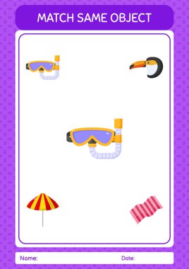 Aynı nesne oyunu yaz ikonu ile eşleştir. Anaokulu öğrencilerinin çalışma listesi, çocukların faaliyet listesi.