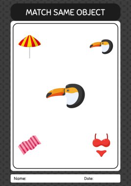 Aynı nesne oyunu yaz ikonu ile eşleştir. Anaokulu öğrencilerinin çalışma listesi, çocukların faaliyet listesi.