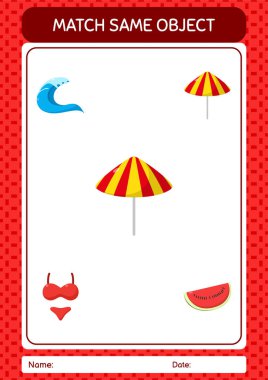 Aynı nesne oyunu yaz ikonu ile eşleştir. Anaokulu öğrencilerinin çalışma listesi, çocukların faaliyet listesi.