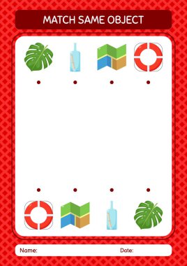 Aynı nesne oyunu yaz ikonu ile eşleştir. Anaokulu öğrencilerinin çalışma listesi, çocukların faaliyet listesi.