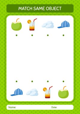 Aynı nesne oyunu yaz ikonu ile eşleştir. Anaokulu öğrencilerinin çalışma listesi, çocukların faaliyet listesi.