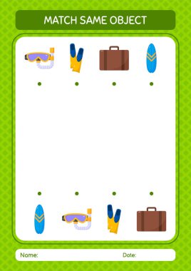 Aynı nesne oyunu yaz ikonu ile eşleştir. Anaokulu öğrencilerinin çalışma listesi, çocukların faaliyet listesi.