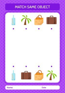 Aynı nesne oyunu yaz ikonu ile eşleştir. Anaokulu öğrencilerinin çalışma listesi, çocukların faaliyet listesi.