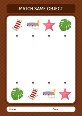 Aynı nesne oyunu yaz ikonu ile eşleştir. Anaokulu öğrencilerinin çalışma listesi, çocukların faaliyet listesi.