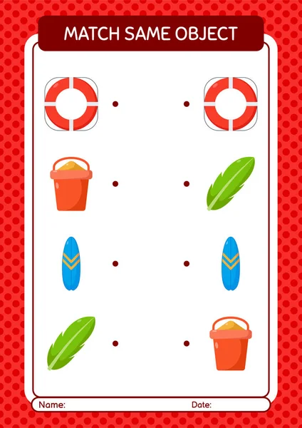 Aynı nesne oyunu yaz ikonu ile eşleştir. Anaokulu öğrencilerinin çalışma listesi, çocukların faaliyet listesi.