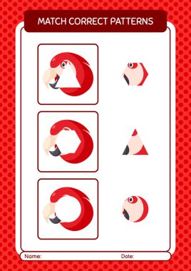 Papağan desenli oyunu eşleştir. Anaokulu öğrencilerinin çalışma listesi, çocukların faaliyet listesi.