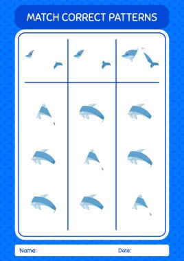 Yunuslarla eşleştirme oyunu. Anaokulu öğrencilerinin çalışma listesi, çocukların faaliyet listesi.