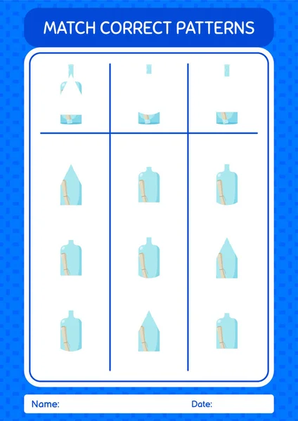 Match Pattern Game Message Bottle Worksheet Preschool Kids Kids Activity — Vettoriale Stock