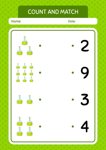 Count Match Game Chemical Bottle Worksheet Preschool Kids Kids Activity — Stockvector