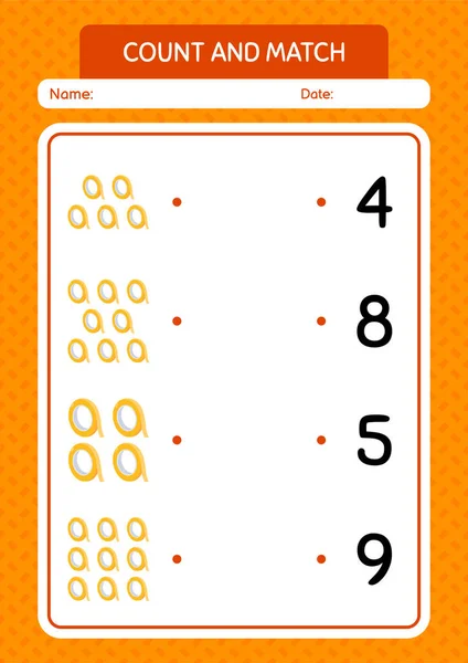 Count Match Game Masking Tape Worksheet Preschool Kids Kids Activity — 图库矢量图片