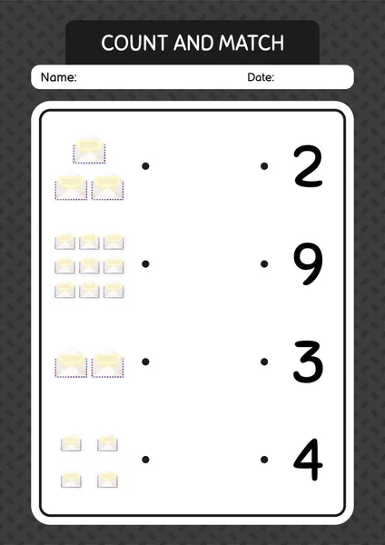 Count Match Game Paper Mail Worksheet Preschool Kids Kids Activity — 图库矢量图片