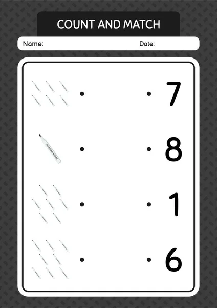 Count Match Game Watch Worksheet Preschool Kids Kids Activity Sheet — Image vectorielle