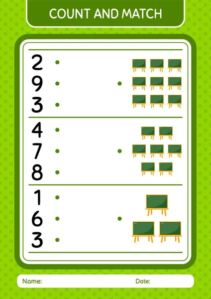 Count Match Game Chalkboard Worksheet Preschool Kids Kids Activity Sheet —  Vetores de Stock