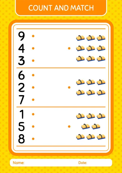 Count Match Game Chalkboard Eraser Worksheet Preschool Kids Kids Activity — Stock Vector