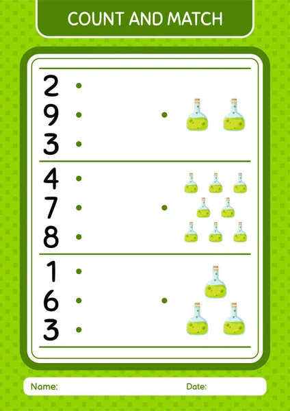 Count Match Game Chemical Bottle Worksheet Preschool Kids Kids Activity —  Vetores de Stock