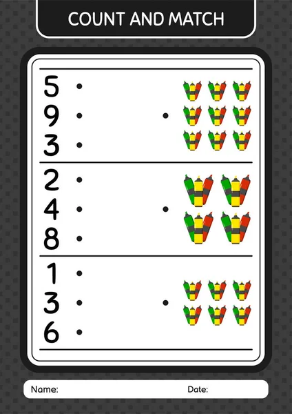 Подсчет Матч Игры Маркером Пера Рабочий Лист Детей Дошкольного Возраста — стоковый вектор