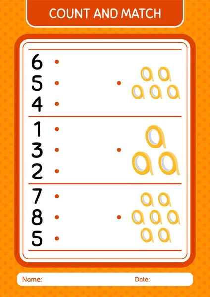 Count Match Game Masking Tape Worksheet Preschool Kids Kids Activity — Vetor de Stock