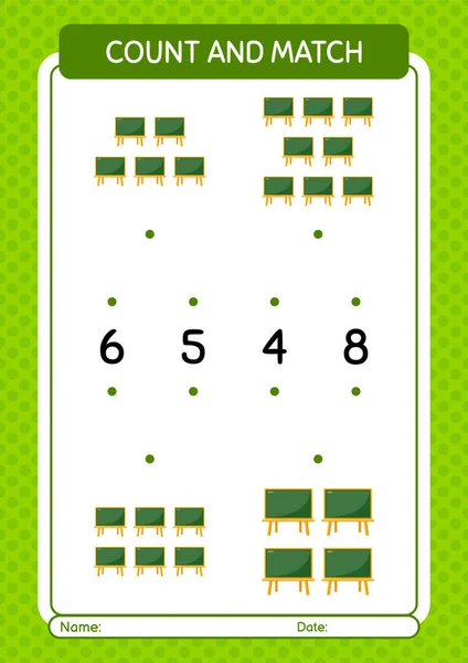 Count Match Game Chalkboard Worksheet Preschool Kids Kids Activity Sheet — Stockvektor