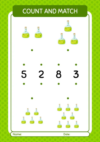 Count Match Game Chemical Bottle Worksheet Preschool Kids Kids Activity — Stockvector