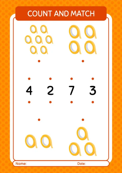 Count Match Game Masking Tape Worksheet Preschool Kids Kids Activity — Image vectorielle