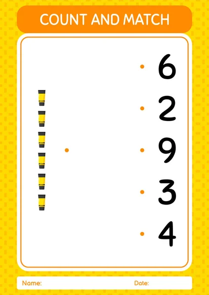 Count Match Game Acrylic Paint Worksheet Preschool Kids Kids Activity — Stock Vector