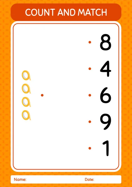 Count Match Game Masking Tape Worksheet Preschool Kids Kids Activity —  Vetores de Stock