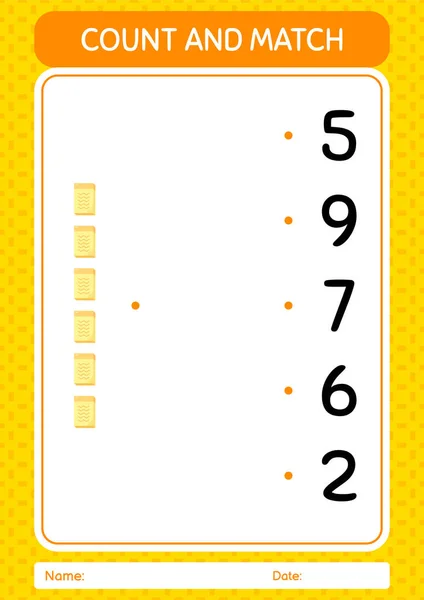 Count Match Game Note Worksheet Preschool Kids Kids Activity Sheet — Vetor de Stock