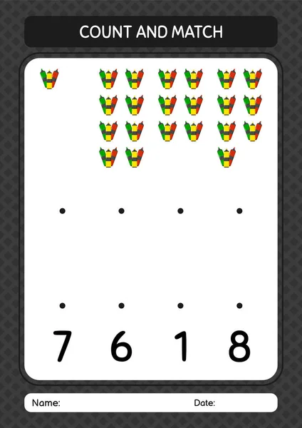 Μετρήστε Και Αγώνα Παιχνίδι Μαρκαδόρο Στυλό Φύλλο Εργασίας Για Παιδιά — Διανυσματικό Αρχείο