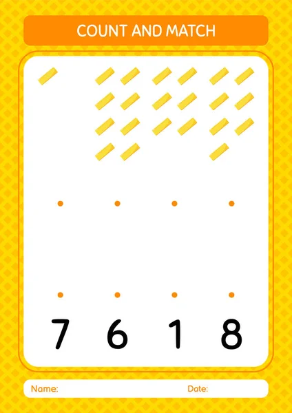 Count Match Game Ruler Worksheet Preschool Kids Kids Activity Sheet — 스톡 벡터