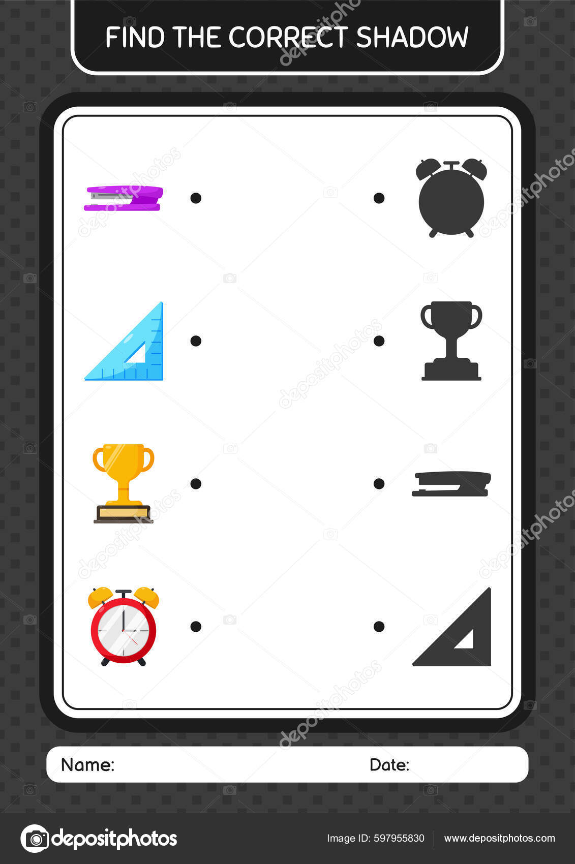 Найти Правильные Тени Игры Иконкой Летом Рабочий Лист Детей.