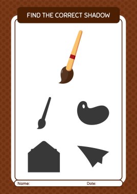 Find the correct shadows game with paint brush. worksheet for preschool kids, kids activity sheet