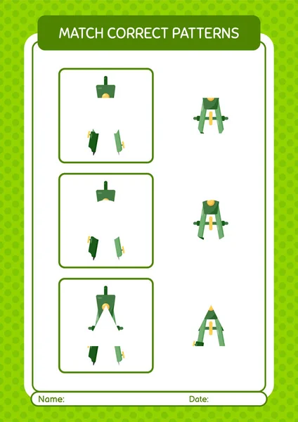 Match Pattern Game Bow Compass Worksheet Preschool Kids Kids Activity — Stok Vektör
