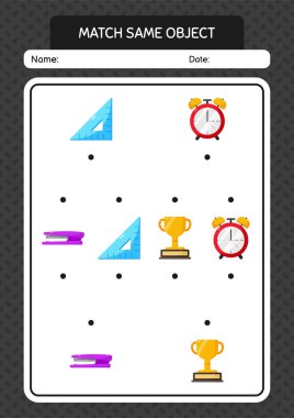 Aynı nesne oyunu yaz ikonu ile eşleştir. Anaokulu öğrencilerinin çalışma listesi, çocukların faaliyet listesi.