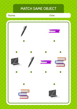 Aynı nesne oyunu yaz ikonu ile eşleştir. Anaokulu öğrencilerinin çalışma listesi, çocukların faaliyet listesi.