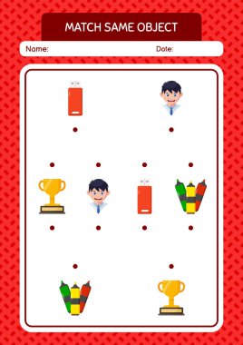 Aynı nesne oyunu yaz ikonu ile eşleştir. Anaokulu öğrencilerinin çalışma listesi, çocukların faaliyet listesi.