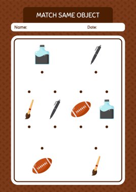 Aynı nesne oyunu yaz ikonu ile eşleştir. Anaokulu öğrencilerinin çalışma listesi, çocukların faaliyet listesi.