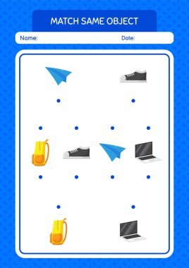 Aynı nesne oyunu yaz ikonu ile eşleştir. Anaokulu öğrencilerinin çalışma listesi, çocukların faaliyet listesi.