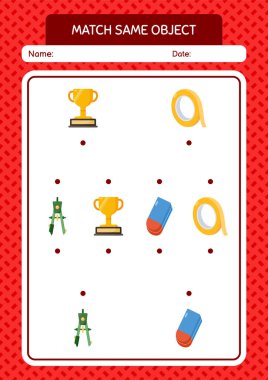 Aynı nesne oyunu yaz ikonu ile eşleştir. Anaokulu öğrencilerinin çalışma listesi, çocukların faaliyet listesi.