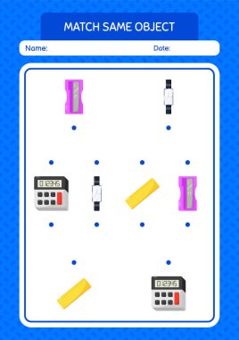 Aynı nesne oyunu yaz ikonu ile eşleştir. Anaokulu öğrencilerinin çalışma listesi, çocukların faaliyet listesi.