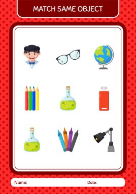 Match with same object game chemical bottle. worksheet for preschool kids, kids activity sheet