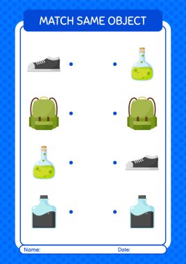 Aynı nesne oyunu yaz ikonu ile eşleştir. Anaokulu öğrencilerinin çalışma listesi, çocukların faaliyet listesi.