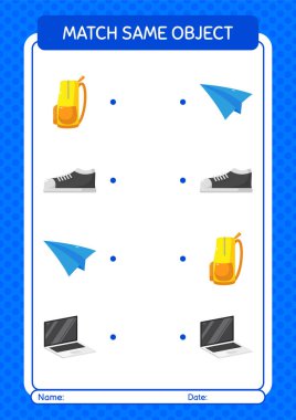 Aynı nesne oyunu yaz ikonu ile eşleştir. Anaokulu öğrencilerinin çalışma listesi, çocukların faaliyet listesi.