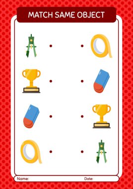 Aynı nesne oyunu yaz ikonu ile eşleştir. Anaokulu öğrencilerinin çalışma listesi, çocukların faaliyet listesi.