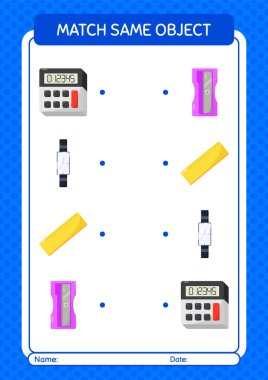 Aynı nesne oyunu yaz ikonu ile eşleştir. Anaokulu öğrencilerinin çalışma listesi, çocukların faaliyet listesi.