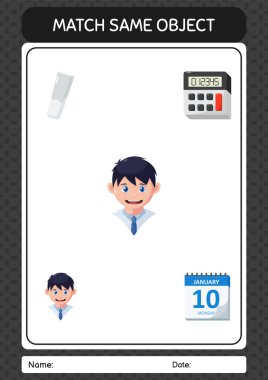 Match with same object game boy. worksheet for preschool kids, kids activity sheet